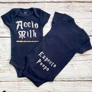 NEW Accio Milk Expecto Poopo // HP Glitter Onesie // Sizes 0-24 Months